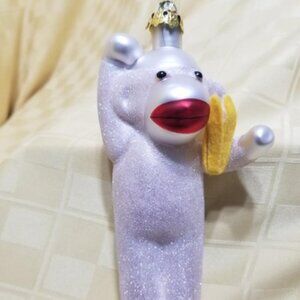 Rare Christopher Radko Sock Monkey Flamingo Fling Exclusive Christmas Ornament